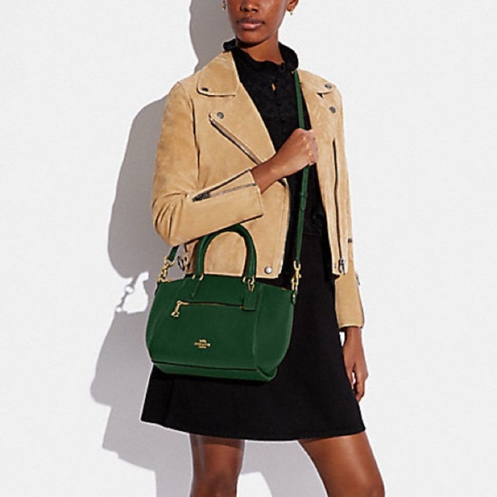 NWOT COACH Elise Satchel Crossbody Bag Pine Green Teal Pebble Leather 79316 - Picture 15 of 15